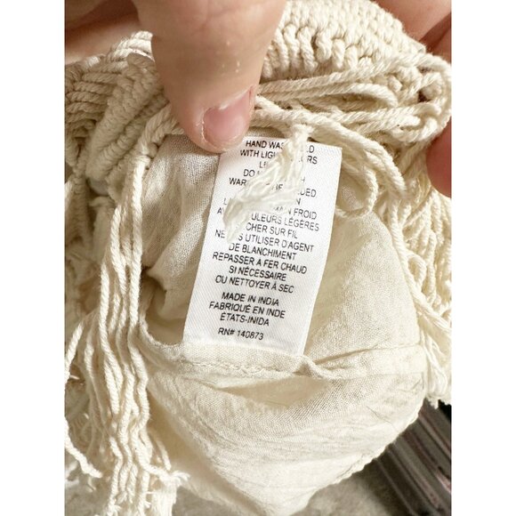 LOVESHACKFANCY Womens Naomi Macrame Crochet Fringe Skirt Side Zip Cream Small - Picture 5 of 7